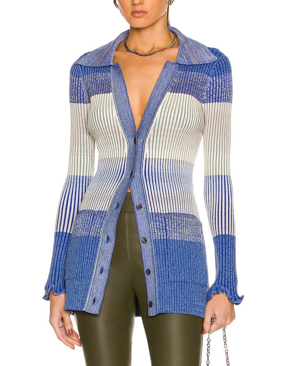 Simkhai Ribbed Blue Bianca Cardigan Size XS